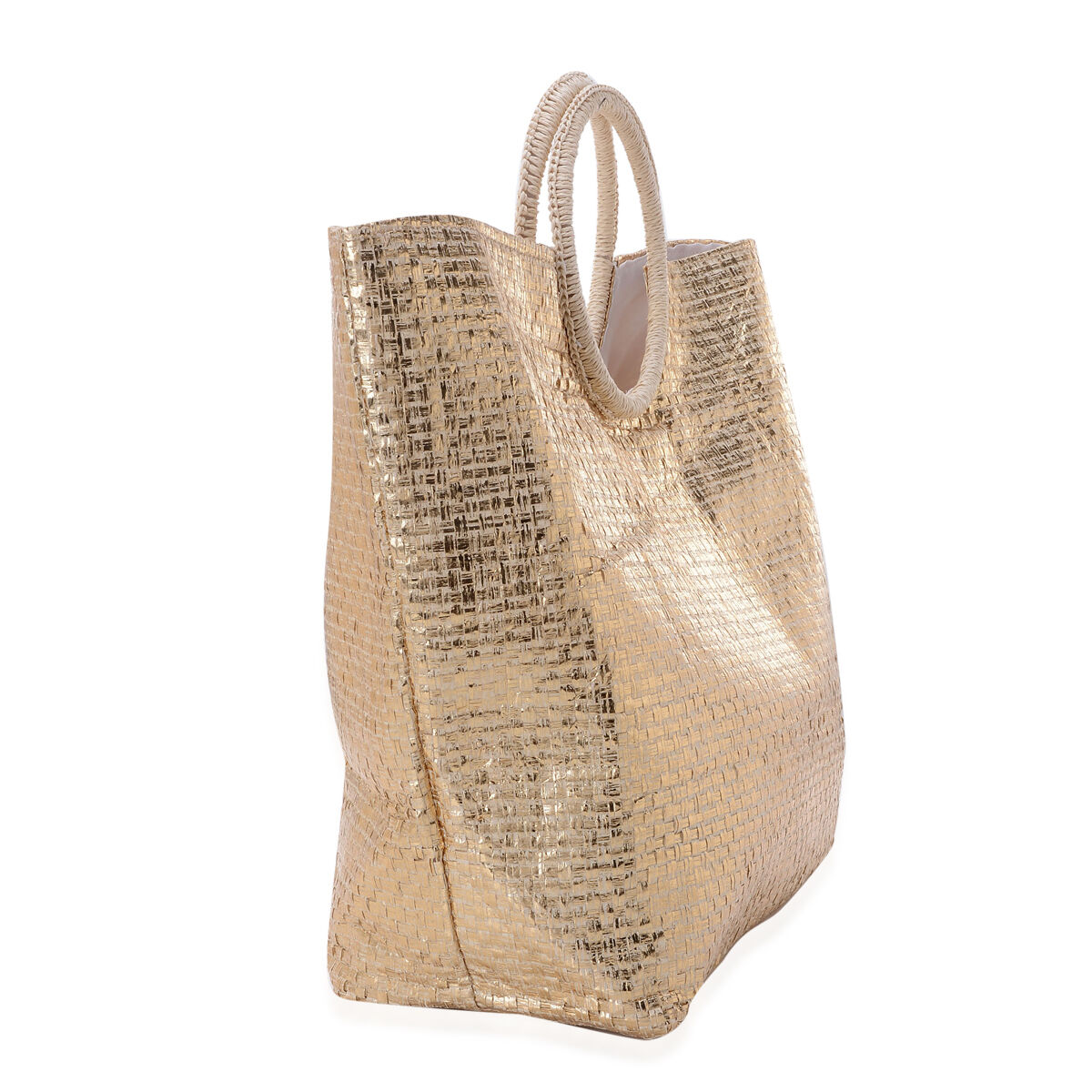 Metallic Golden Beach Bag (Size 50x36x17 Cm)