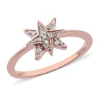 Diamond Starburst Ring (Size P) in Rose Gold Overlay Sterling Silver