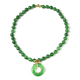 Carved Green Jade Beads Necklace (Size 18) with Magnetic Lock in Yellow Gold Overlay Sterling Silver