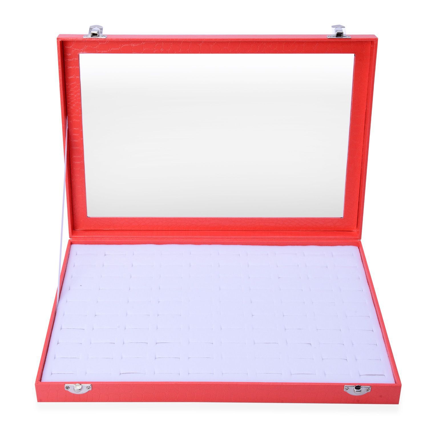 Red Velvet 100 Slot Ring-Earring Box (Size 34x23x4 Cm)