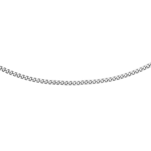 Sterling Silver Adjustable Curb Chain (Size 16/18/20) with Spring Ring Clasp.