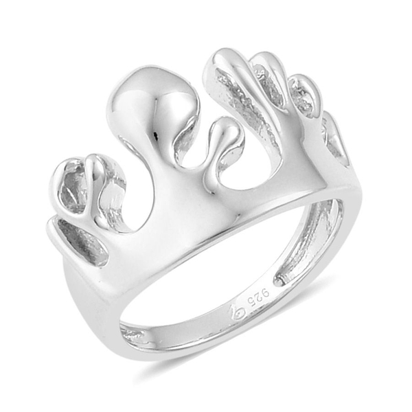 LucyQ Half Wave Ring in Rhodium Plated Sterling Silver 5.68 Gms.