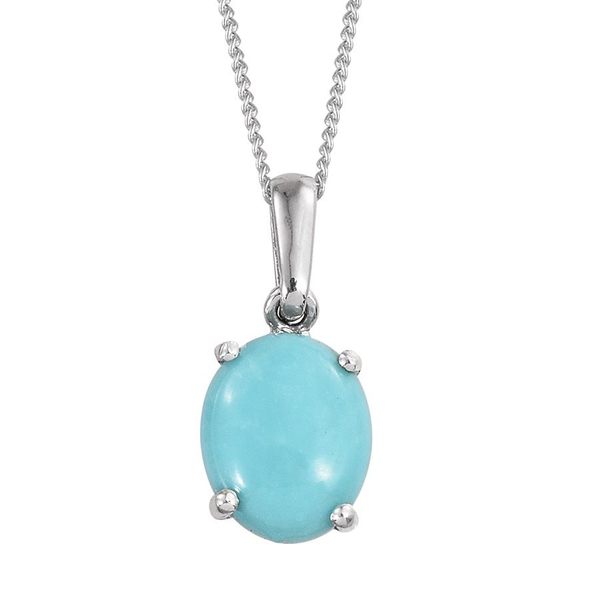 Sonoran Turquoise (Ovl) Solitaire Pendant With Chain in Platinum Overlay Sterling Silver 2.250 Ct.