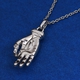 Sundays Child - Diamond Hand Pendant with Chain in Platinum Overlay Sterling Silver