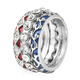 Set of 3 - White Austrian Crystal Enamelled Ring in Silver Tone, Size N