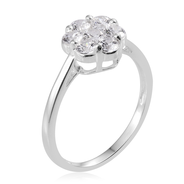 J Francis - Sterling Silver (Rnd) Flower Ring Made with Finest CZ