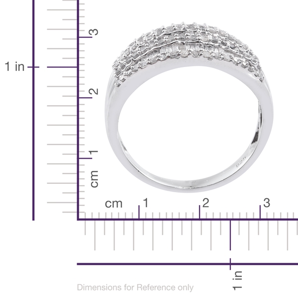 Diamond (Bgt) Ring in Platinum Overlay Sterling Silver 1.000 Ct. Number of Diamonds 147