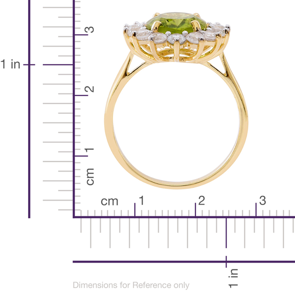 9K Y Gold AAAA Rare Size Hebei Peridot (Ovl 4.75 Ct),Natural Cambodian Zircon Ring 6.250 Ct. Gold Wt 3.60 Gms