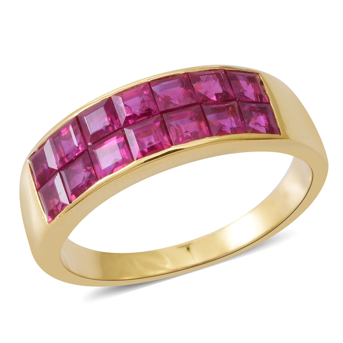 ILIANA 3 Carat AAAA Ruby Half Eternity Band Ring in 18K Gold 5.60 gms