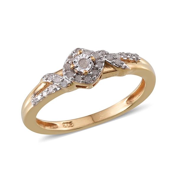 Diamond (Rnd) Ring in 14K Gold Overlay Sterling Silver 0.150 Ct.