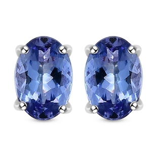 9K White Gold AA Tanzanite Stud Earrings (With Push Back)