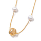 Isabella Liu Sea Rhyme Collection - Freshwater White Pearl and White Mother of Pearl Station Necklace (Size 32) in Yellow Gold Overlay Sterling Silver
