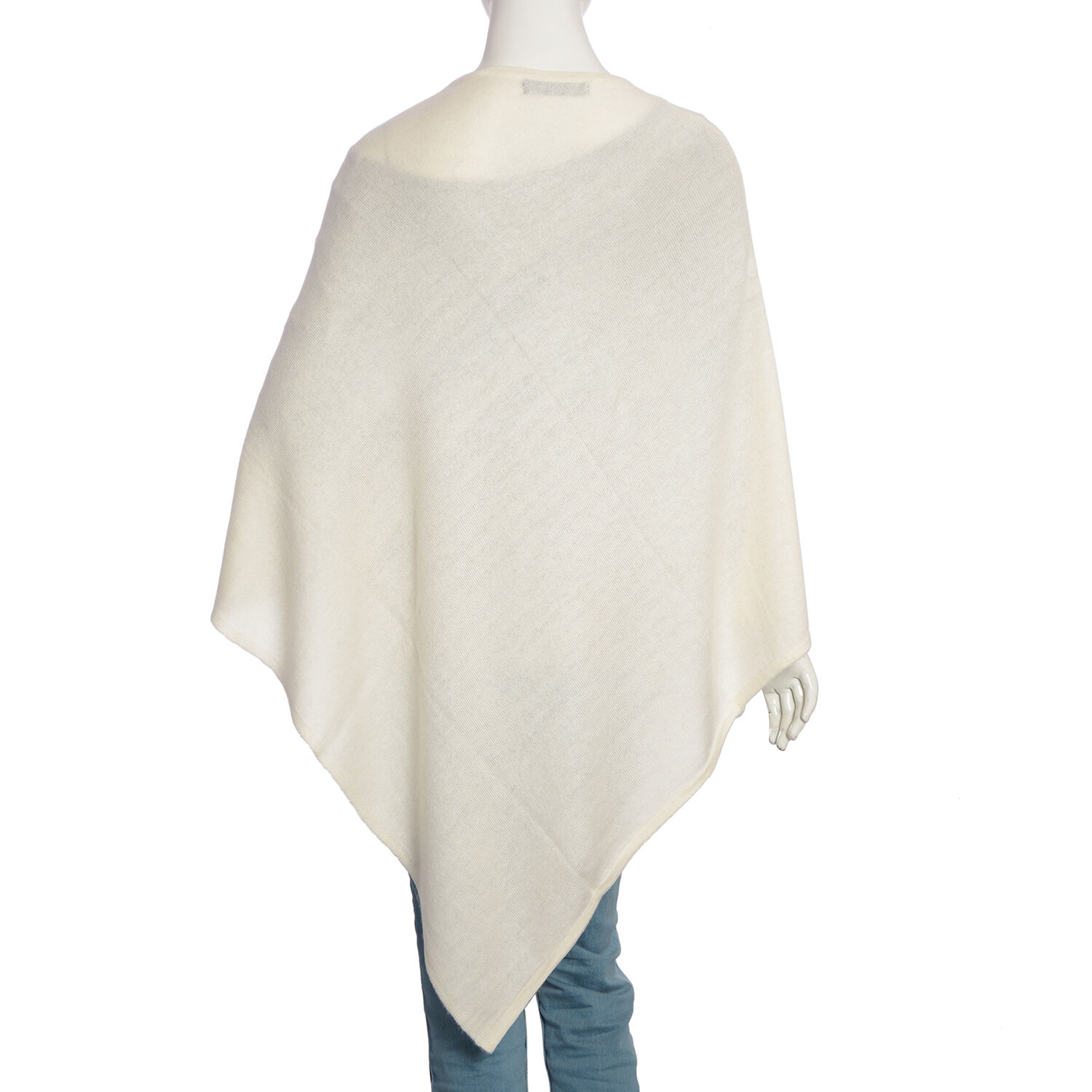Limited Available - 100%  Cashmere Pashmina Wool Poncho - Cream  (Free Size)