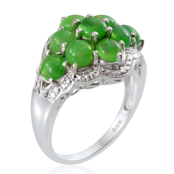 Green Ethiopian Opal (Rnd) Ring in Platinum Overlay Sterling Silver 2.750 Ct.