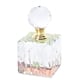 Square Shaped Carved Crystal Refillable Perfume Bottle with Colourful Base (Size 12x6cm)