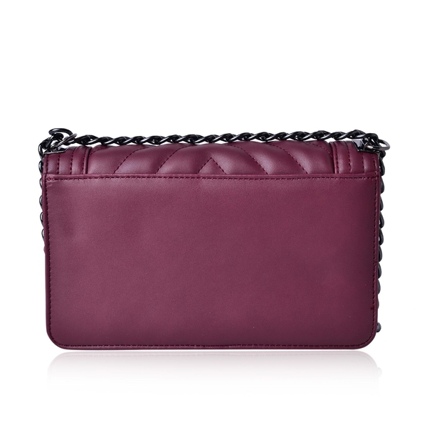 Burgundy Colour Crossbody Bag with Shoulder Strap (Size 24.5x14x7 Cm)