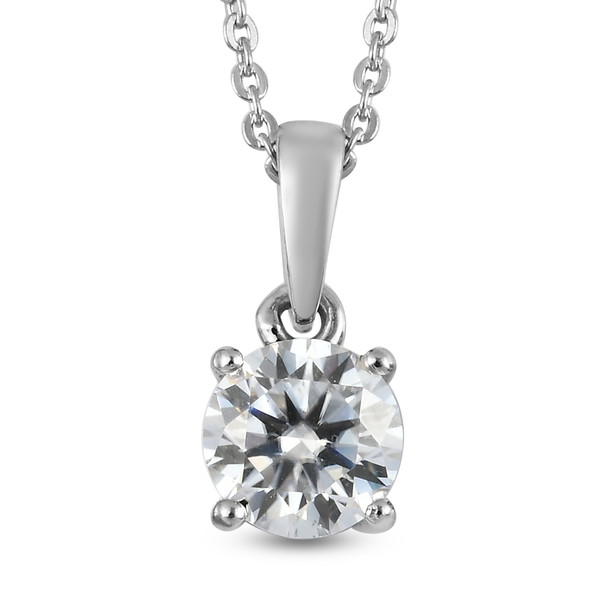 2 Piece Set - Moissanite Pendant with Chain (Size 18) and Stud Earrings (with Push Back) in Platinum Overlay Sterling Silver 2.09 Ct.