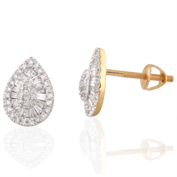 ILIANA 18K Y Gold SGL Certified Diamond (SI/ G-H) Stud Earrings (with Screw Back) 0.500 Ct.