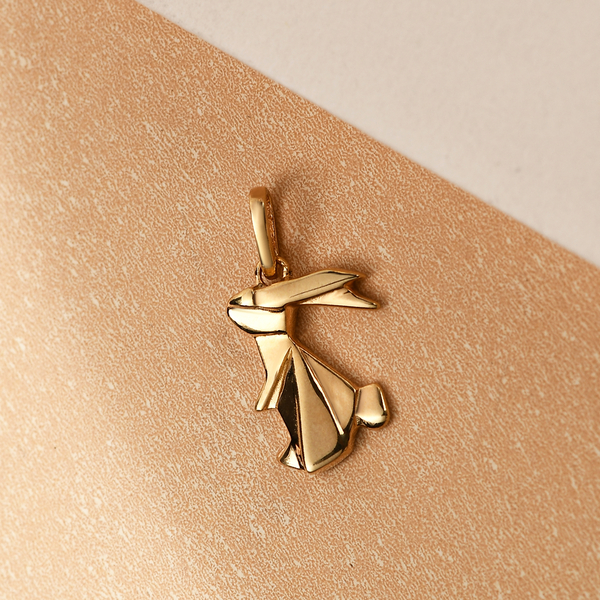 Origami Bunny Pendant in 14K Gold Overlay Sterling Silver