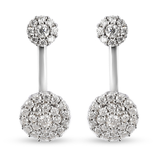 Moissanite Earrings (with Push Back) in Rhodium Overlay Sterling Silver