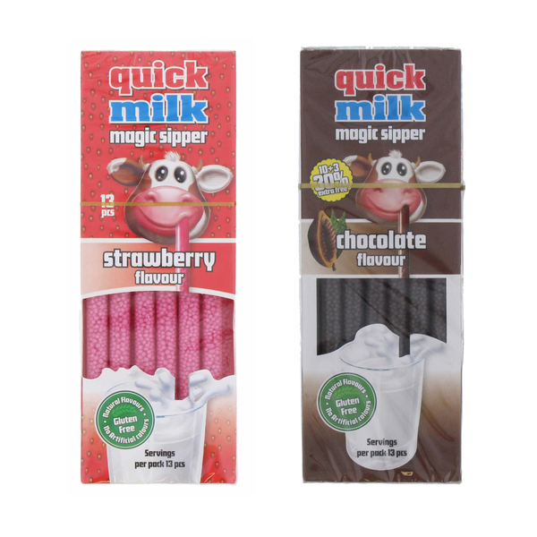 DR Moo: Quick Milk Sipper Chocolate (13) & Quick Milk Sipper Strawberry (13) (Set of 2)