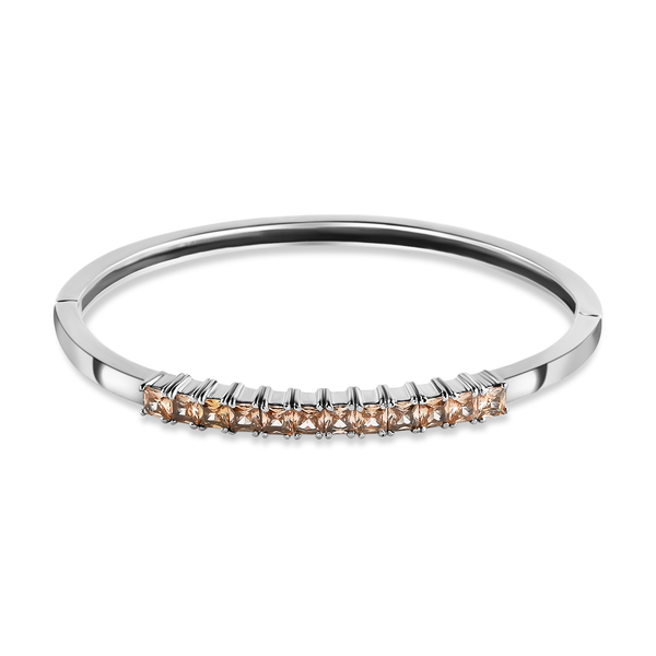 NY Close Out Deal - Simulated Champagne Diamond Bangle (Size 7.5) in Stainless Steel