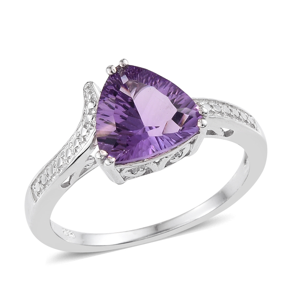 AA Brazilian Amethyst (Trl) Solitaire Ring in Platinum Overlay Sterling Silver 2.000 Ct.