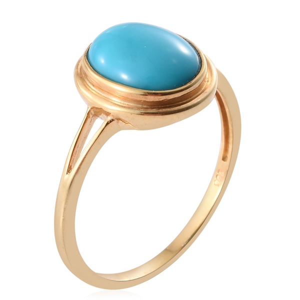 Arizona Sleeping Beauty Turquoise (Ovl) Solitaire Ring in 14K Gold Overlay Sterling Silver 3.000 Ct.