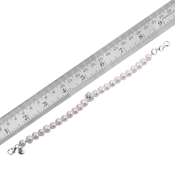RACHEL GALLEY Fresh Water Pearl (Rnd) Bracelet (Size 8) in Sterling Silver