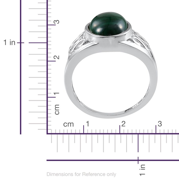 Malachite (Ovl) Solitaire Ring in Sterling Silver 5.750 Ct.