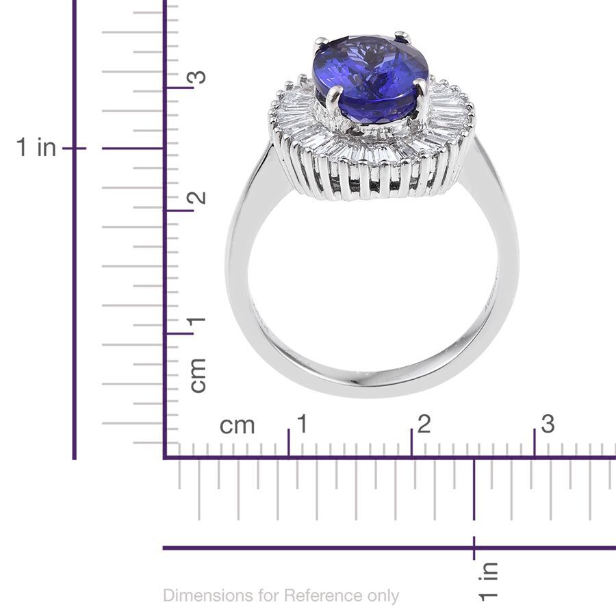 RHAPSODY 950 Platinum AAAA Tanzanite (Ovl 3.95 Ct), Diamond Ring 5.000 Ct.