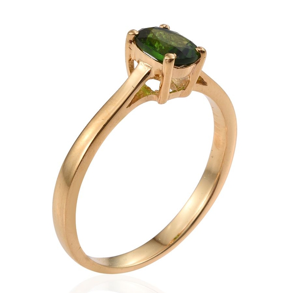 Chrome Diopside (Ovl) Solitaire Ring in 14K Gold Overlay Sterling Silver 0.900 Ct.