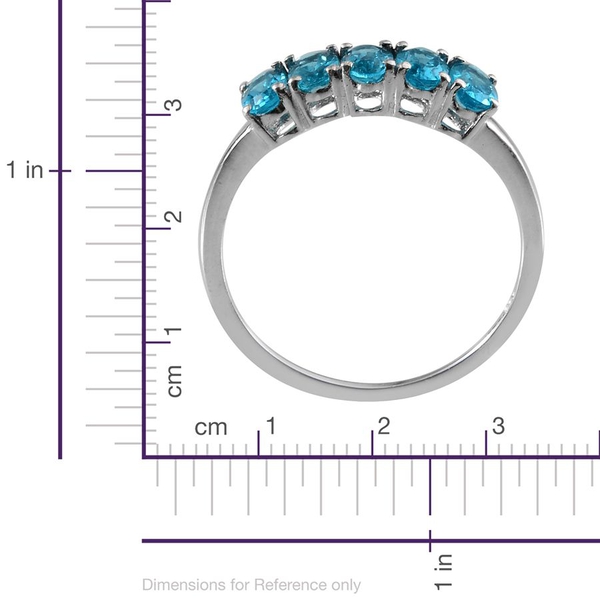 Malgache Neon Apatite (Ovl) 5 Stone Ring in Platinum Overlay Sterling Silver 1.000 Ct.
