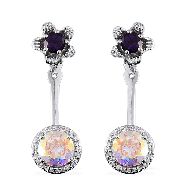 JCK Vegas Collection Mercury Mystic Topaz (Rnd), Amethyst and Natural Cambodian Zircon Earrings (wit