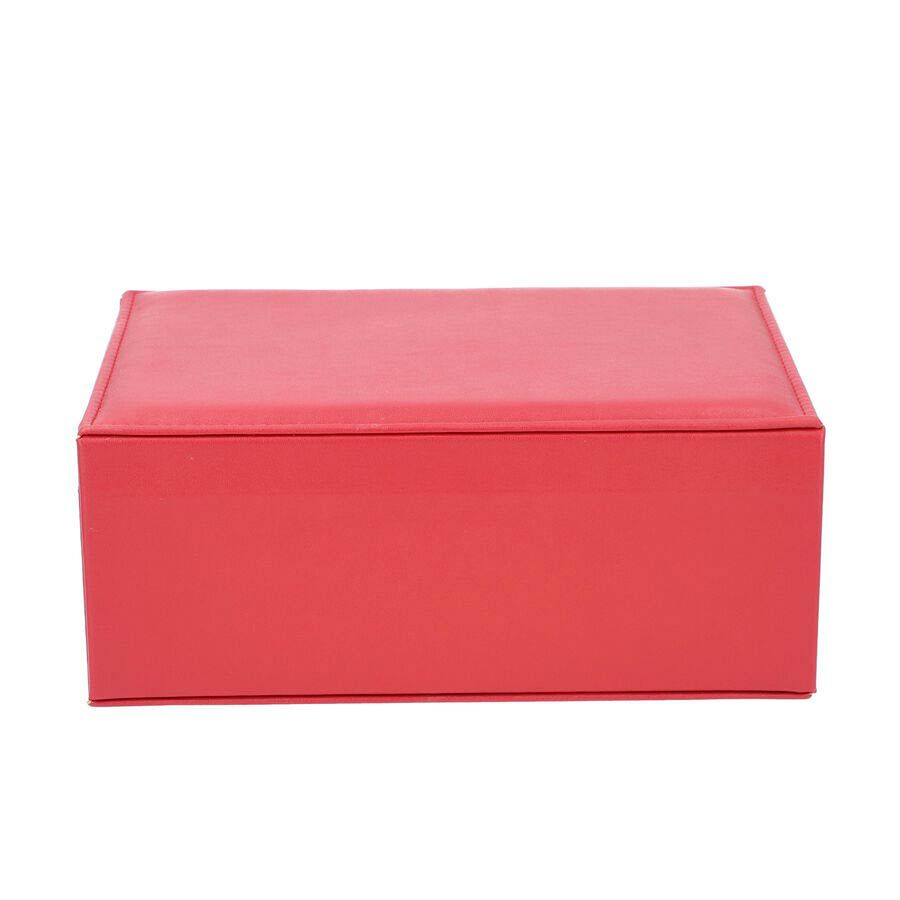 Two-Layer Burgundy Jewellery Box with Multiple Compartments and Lock and Key 