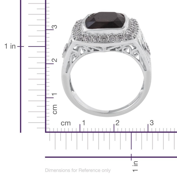 Natural Zawadi Golden Sheen Sapphire (Cush 10.00 Ct), Natural Cambodian Zircon Ring in Platinum Overlay Sterling Silver 10.500 Ct. Silver wt 5.61 Gms.
