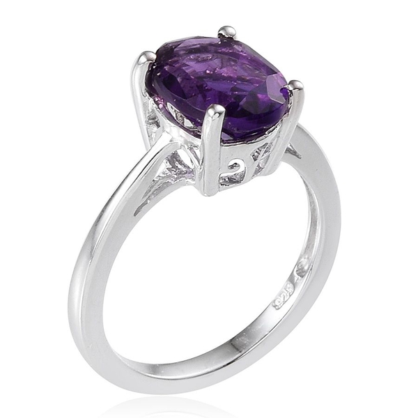 Lusaka Amethyst (Ovl) Solitaire Ring in Platinum Overlay Sterling Silver 2.250 Ct.