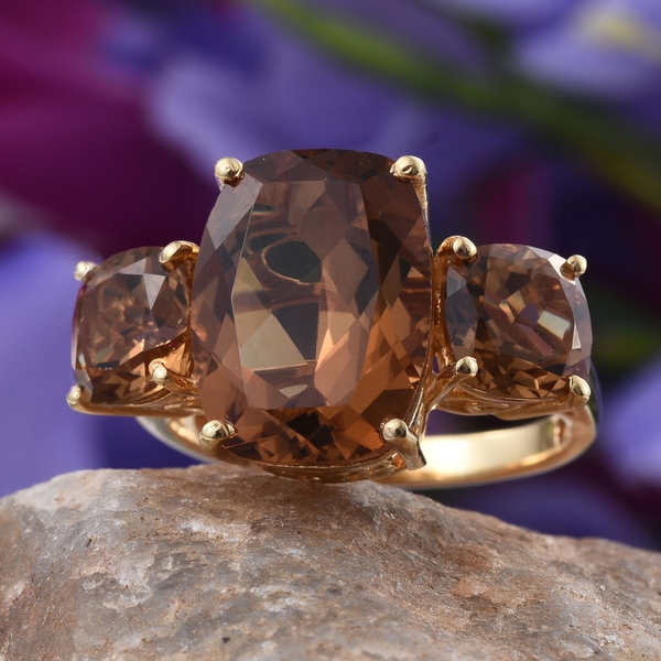 Alexite (Cush 9.50 Ct) 3 Stone Ring in 14K Gold Overlay Sterling Silver 13.500 Ct.