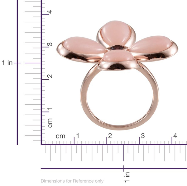 Peruvian Pink Opal (Pear), Rhodolite Garnet Lily Floral Ring in Rose Gold Overlay Sterling Silver 9.500 Ct.