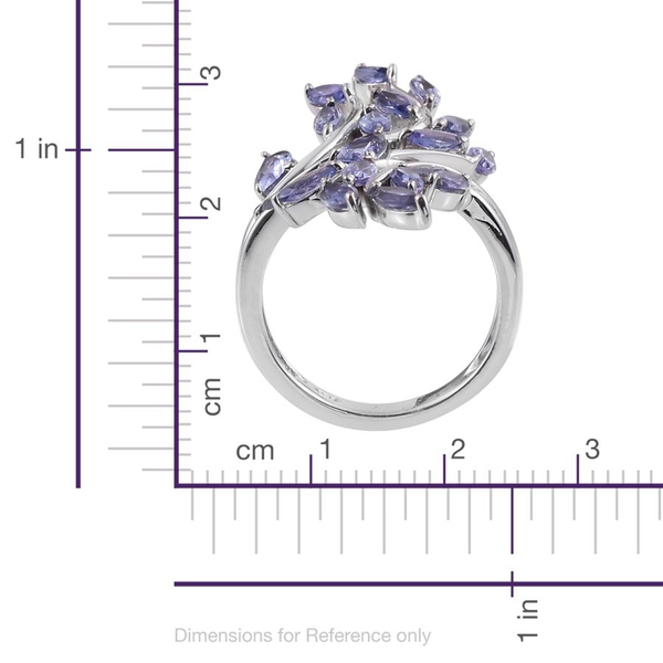 Tanzanite (Pear) Leaves Crossover Ring in Platinum Overlay Sterling Silver 3.000 Ct.