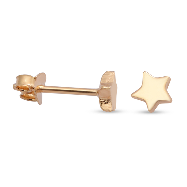 Yellow Gold Overlay Sterling Silver Star Stud Earrings (with Push Back)