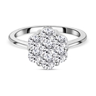 Moissanite Pressure Set- Ring (Size Q) in Platinum Overlay Sterling Silver 1.18 Ct.