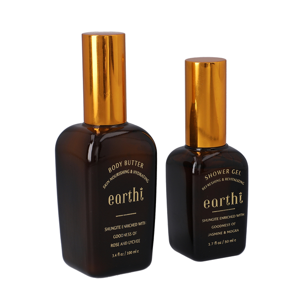 Shungite Enriched Earthi Rose and Lychee Body Butter with complementary Jasmine and Mogra Shower gel (100ml+50ml)