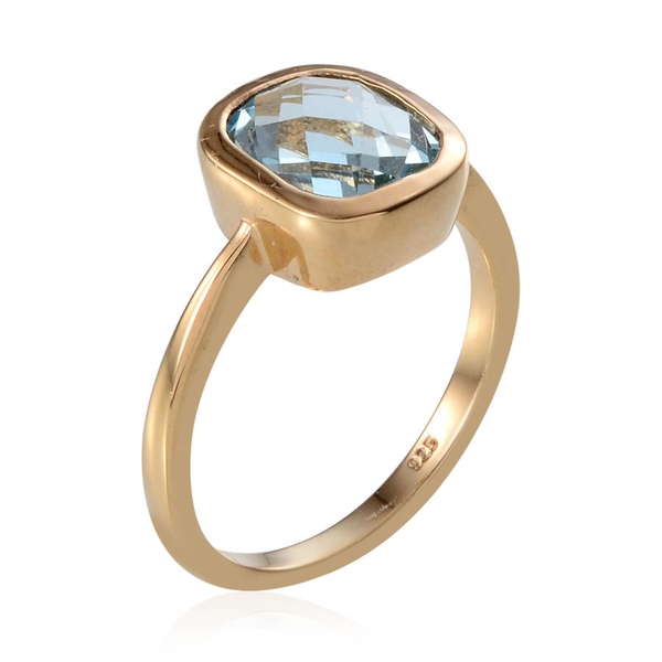 Sky Blue Topaz (Cush) Solitaire Ring in 14K Gold Overlay Sterling Silver 4.250 Ct.