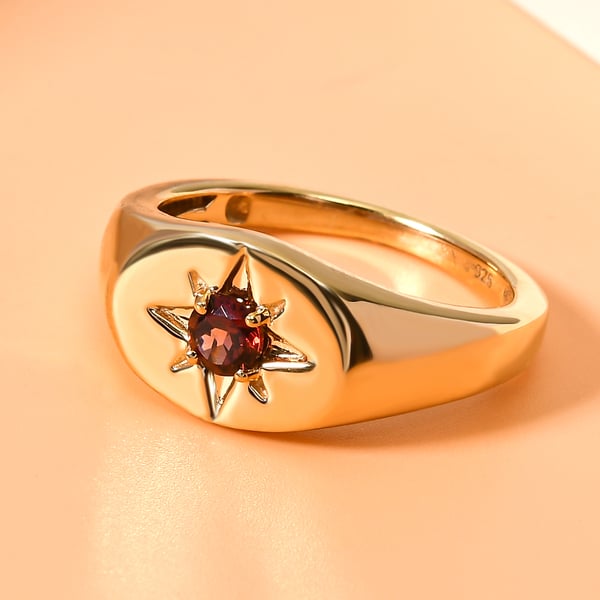 Mozambique Garnet Ring in Yellow Gold Overlay Sterling Silver
