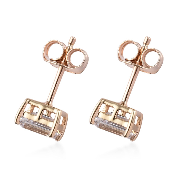Lustro Stella - 9K Yellow Gold Octagon Stud Earrings (with Push Back) Made with Finest CZ
