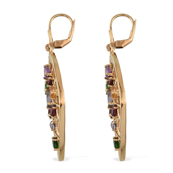 Stefy Iolite (Pear), Rhodolite Garnet, Chrome Diopside, Mozambique Garnet, Amethyst, Citrine and Pink Sapphire Lever Back Earrings in 14K Gold Overlay Sterling Silver 3.750 Ct.