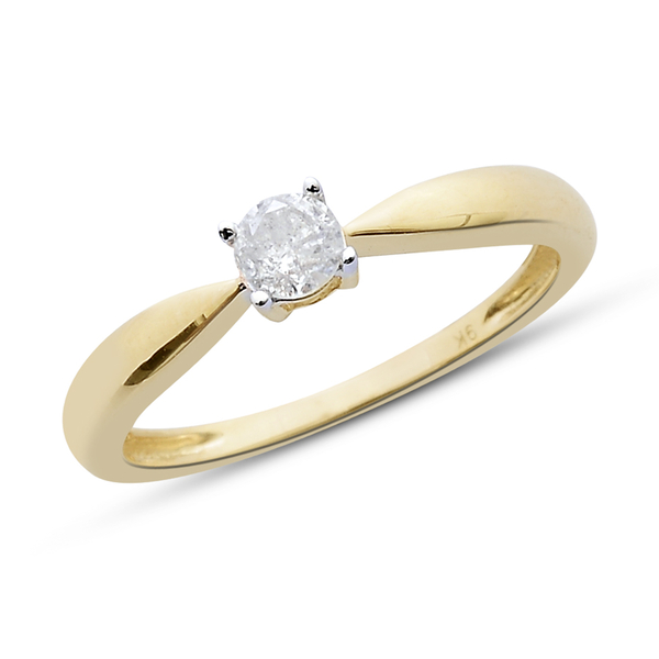 9K Yellow Gold SGL Certified Diamond (Rnd) (I3/G-H) Solitaire Ring 0.250 Ct.