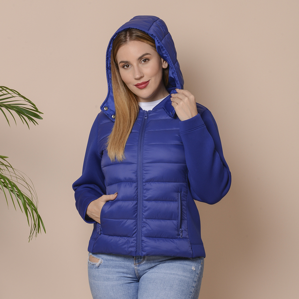 Winter Puffer Jacket with Hoodie in Blue