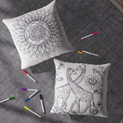Set of 2 - DIY Grafitti Colouring Pillow Cover with 8 Water Colour Pens (Size 44 Cm)